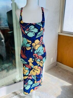 ZARA Trafaluc Floral Bodycon MIDI Dress 2017 Size  L